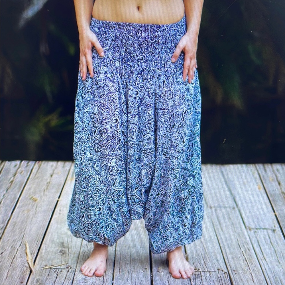 Blue Patterned Harem Pants